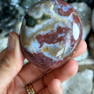 8th Vein Red And Blue Ocean Jasper Palmstone, Marovato, Jelly Oj