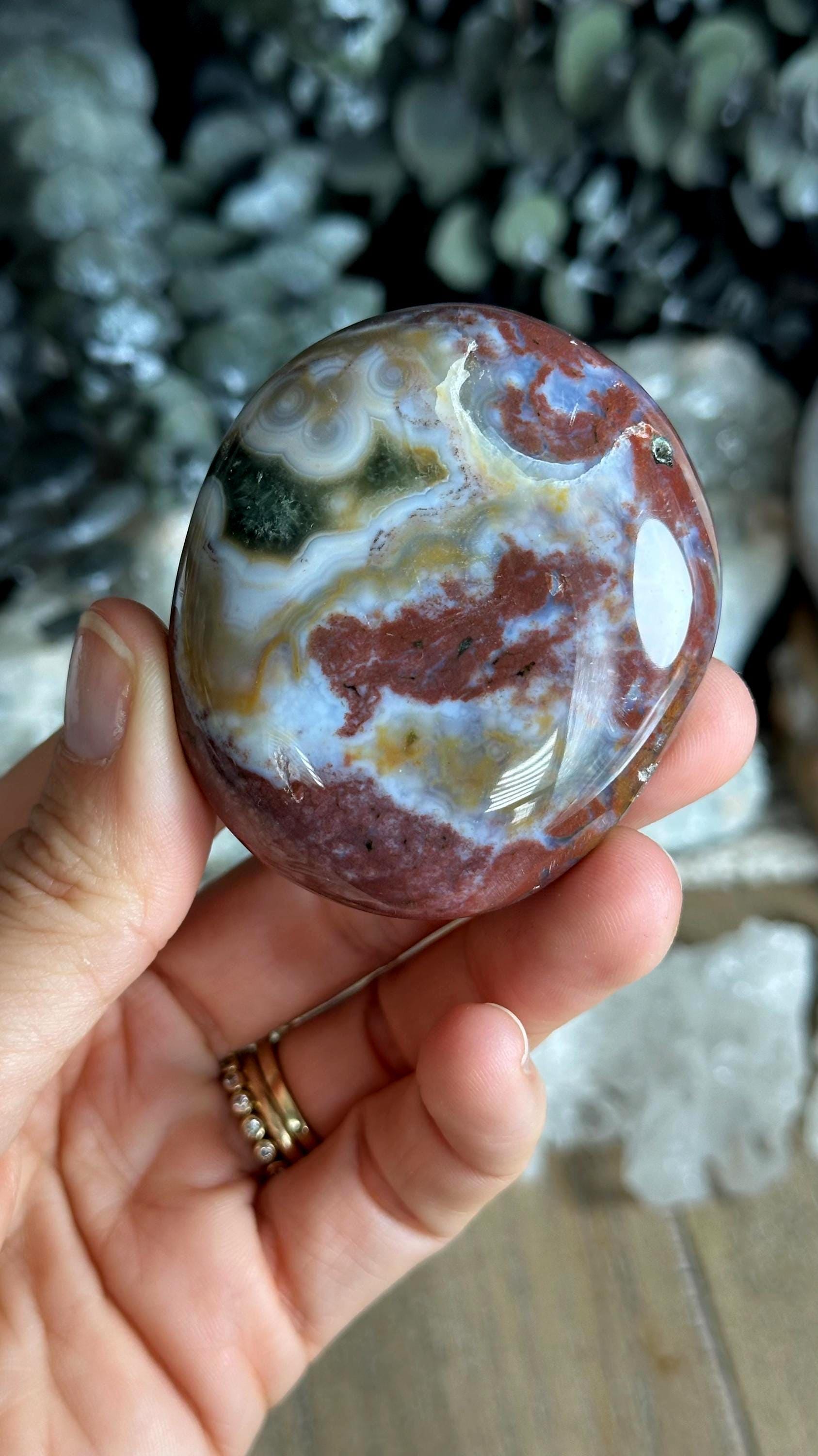 8th Vein Red And Blue Ocean Jasper Palmstone, Marovato, Jelly Oj