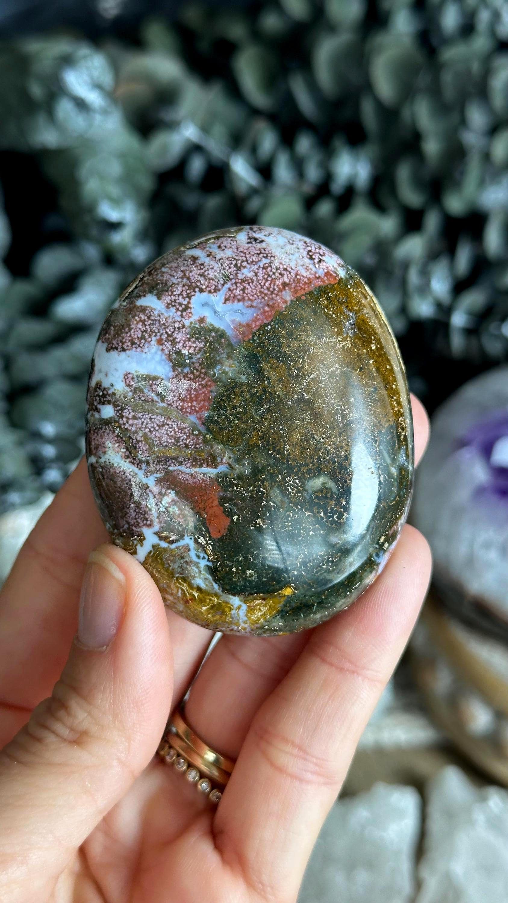 8th Vein Ocean Jasper Palmstone, Marovato, Jelly Oj, Green And Pink