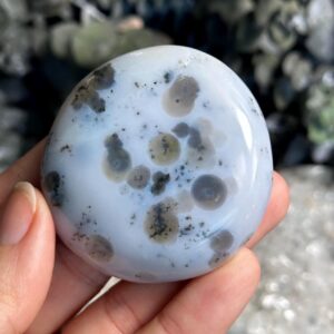 Blue 8th Vein Ocean Jasper Palmstone, Marovato, Jelly Oj