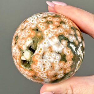 Ocean Jasper Sphere | 59mm | - #1 (polished Orange Green Crystal Ball, All Chakras, Joy)