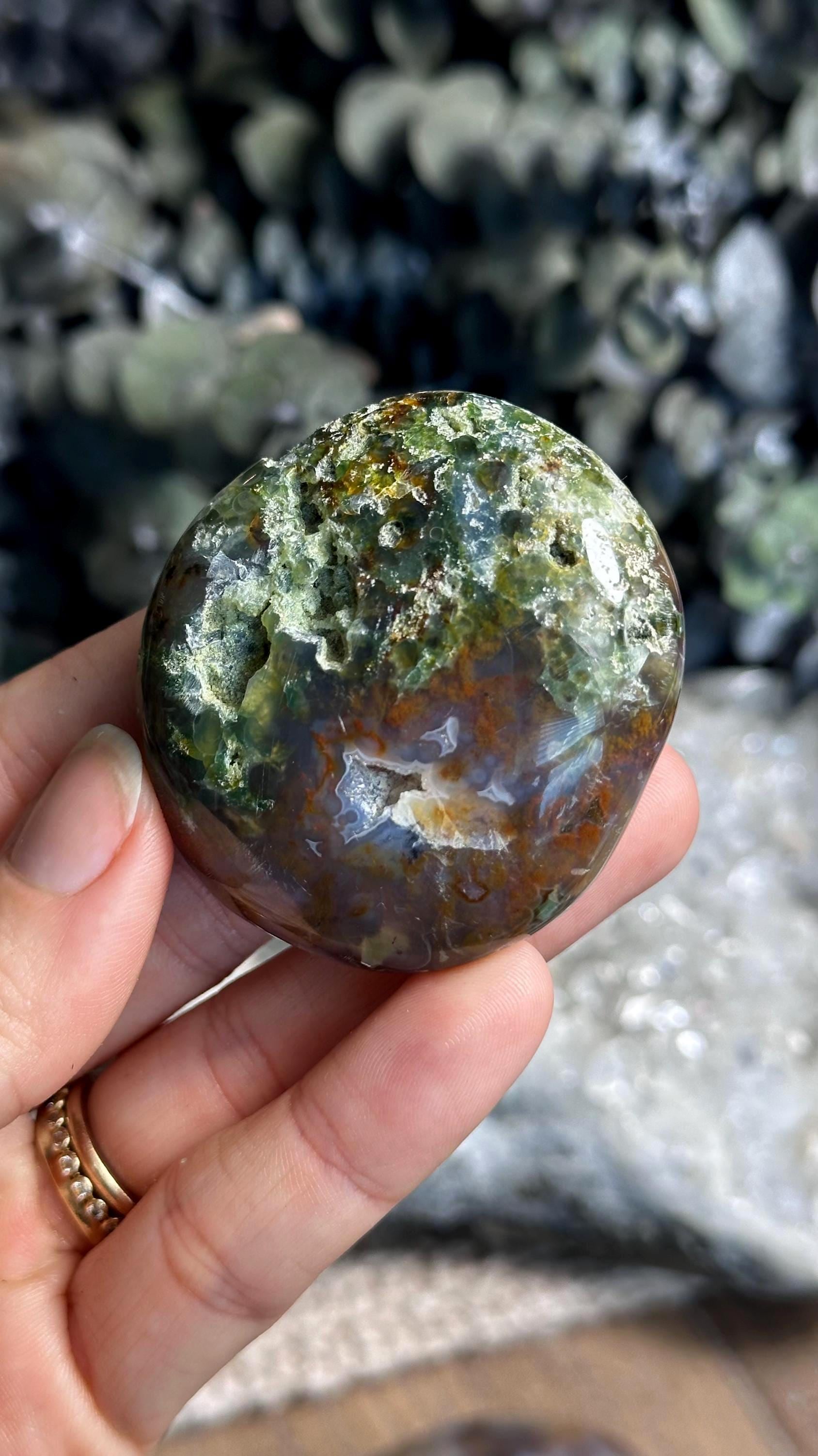 Green 8th Vein Jelly Ocean Jasper Palmstone, Marovato, Jelly Oj