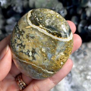 Green And Yellow Ocean Jasper Palm Stone: Old Stock Crystal