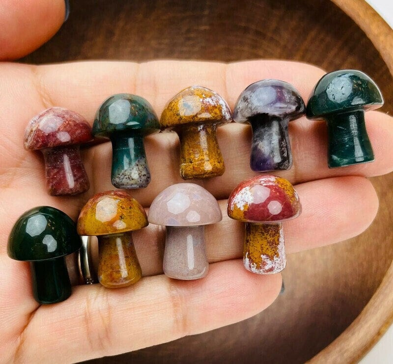 Ocean Jasper Mushroom: Mini Crystal Carving (18-25mm)