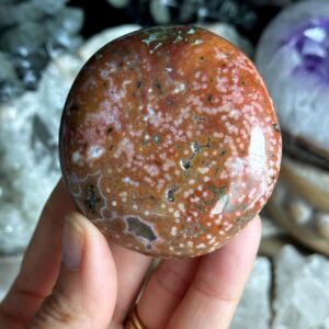 New Veinless Ocean Jasper Palmstone, Marovato, Jelly Oj