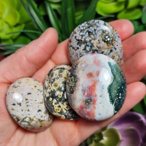 Ocean Jasper Palm Stone, Natural Polished Ocean Jasper From Madagascar