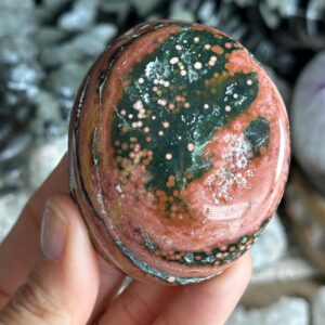 Rare Veinless Ocean Jasper Palmstone, Marovato, Jelly Oj