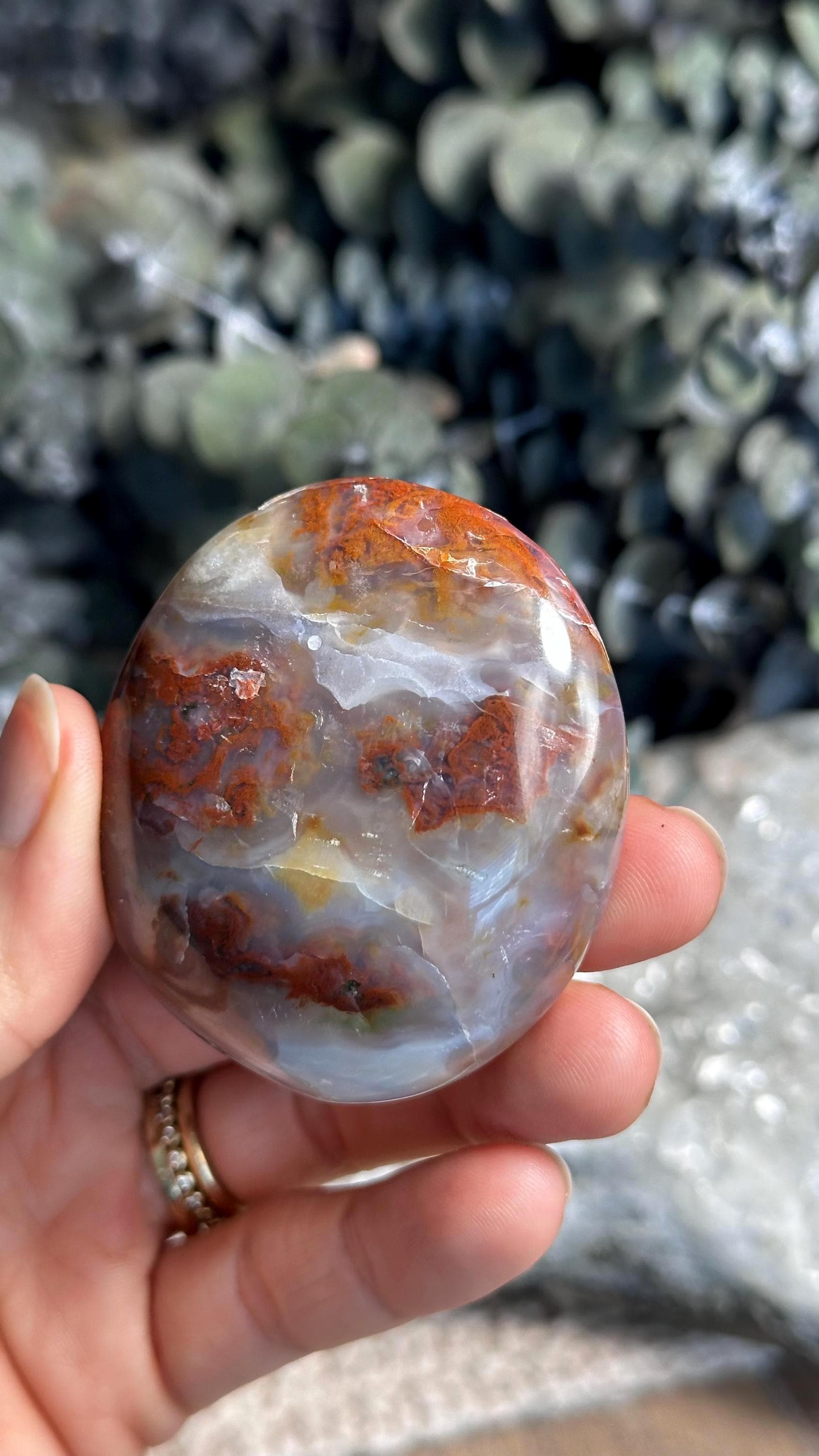 Red And Blue 8th Vein Jelly Ocean Jasper Palmstone, Marovato, Jelly Oj, Red And Blue