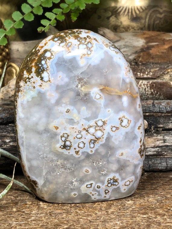 Soothing Ocean Jasper Free Form From Madagascar, With Shimmering Druzy Pockets Soothing Ocean Jasper Free Form From Madagascar, With Shimmering Druzy Pockets