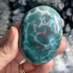 Teal Green Ocean Jasper Palm Stone