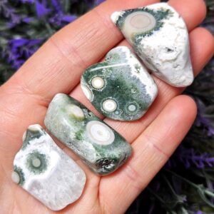 Vein 8 Ocean Jasper - Orbicular Ocean Jasper - 8th Vein Ocean Jasper Palm Stone - 8th Vein - Vein 8 Ocean Jasper - Ocean Jasper Vein 8