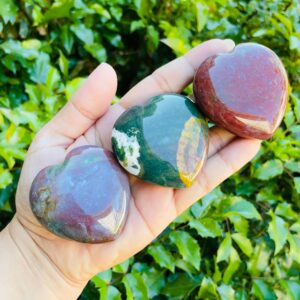 XL Ocean Jasper Crystal Heart: Natural Gemstone Carving (50-75 mm)