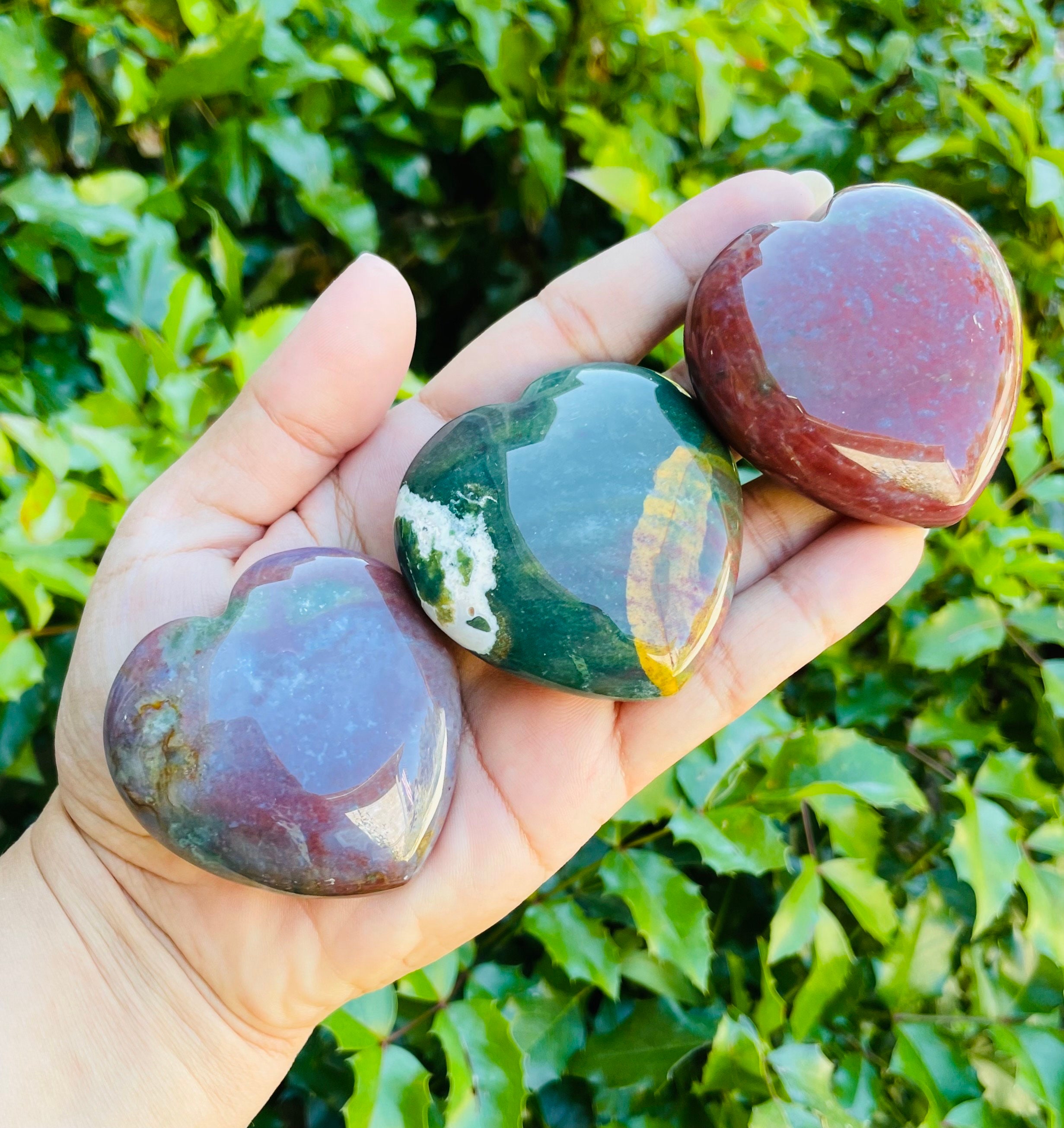 Xl Ocean Jasper Crystal Heart: Natural Gemstone Carving (50-75 Mm)