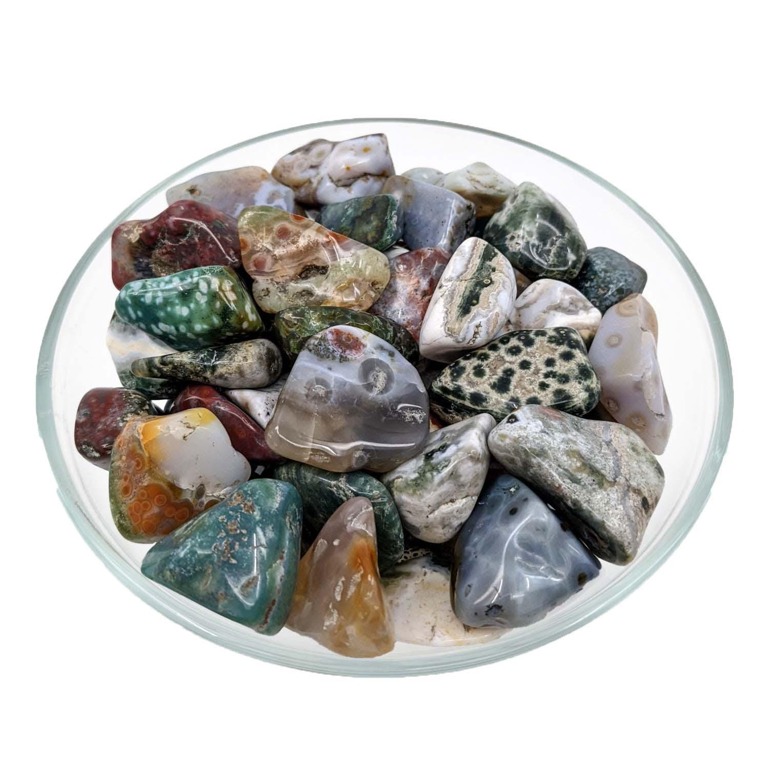 2 Ocean Jasper Dark Solid Colors Mixed Size Tumbled Stones (36g) #sk8741 2 Ocean Jasper Dark Solid Colors Mixed Size Tumbled Stones (36g) #sk8741