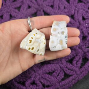 2 Ocean Jasper Tumble Stones White Crystal Pocket Stone Unique Orbicular A+ bulk wholesale Madagascar