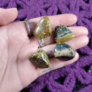 4 Ocean Jasper Tumbled Small Stones Green White Crystal Pocket Stone Gridding Crystals Unique Orbicular A+ bulk wholesale Madagascar