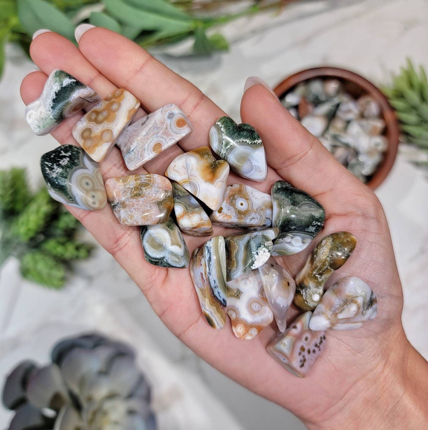 8th Vein Ocean Jasper Tumble | Xs-l | - No. 410 (polished Colorful Crystal Pocket Stone, Joy)