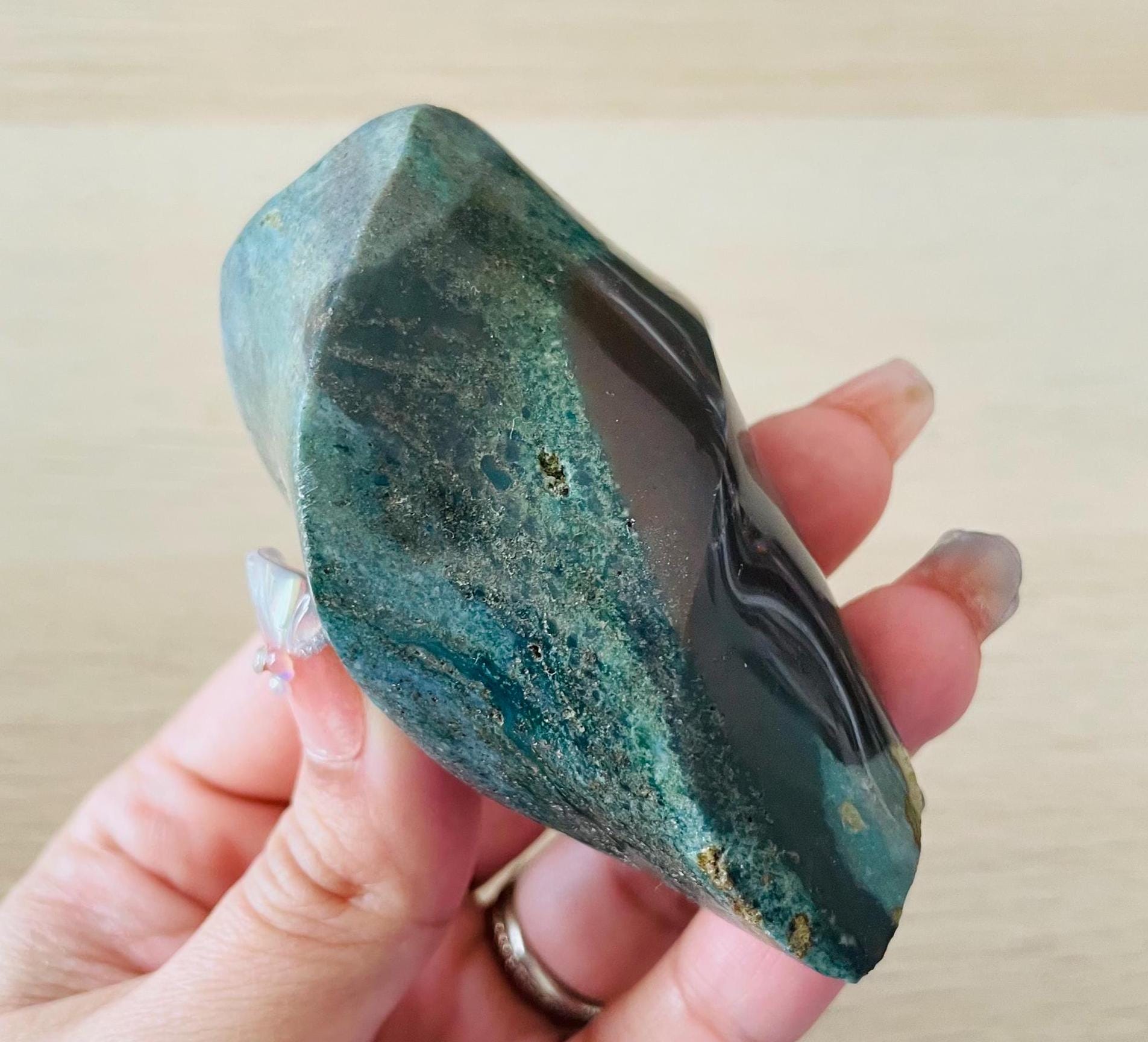 Ocean Jasper Crystal Flame (110g) Ocean Jasper Crystal Flame Point, Tumbled High Quality Natural Ocean Jasper Crystal Carving Gemstone