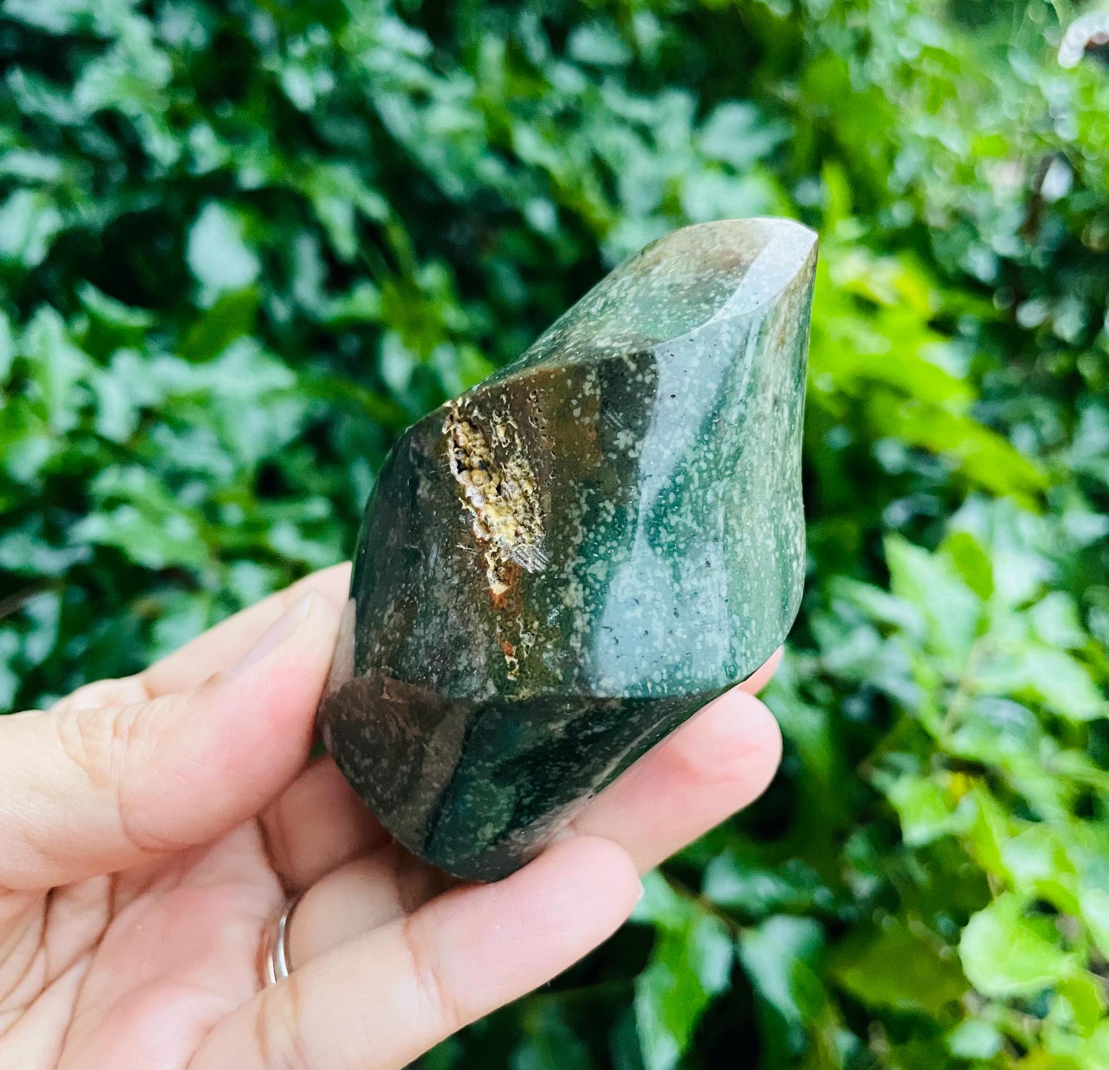 Ocean Jasper Crystal Flame (188.1g) Ocean Jasper Crystal Flame Point, Tumbled High Quality Natural Ocean Jasper Crystal Carving Gemstone