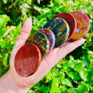 Ocean Jasper Disc (1) One Ocean Jasper Crystal, Flat Round Disc, Tumbled Ocean Jasper, Polished Oj High Quality