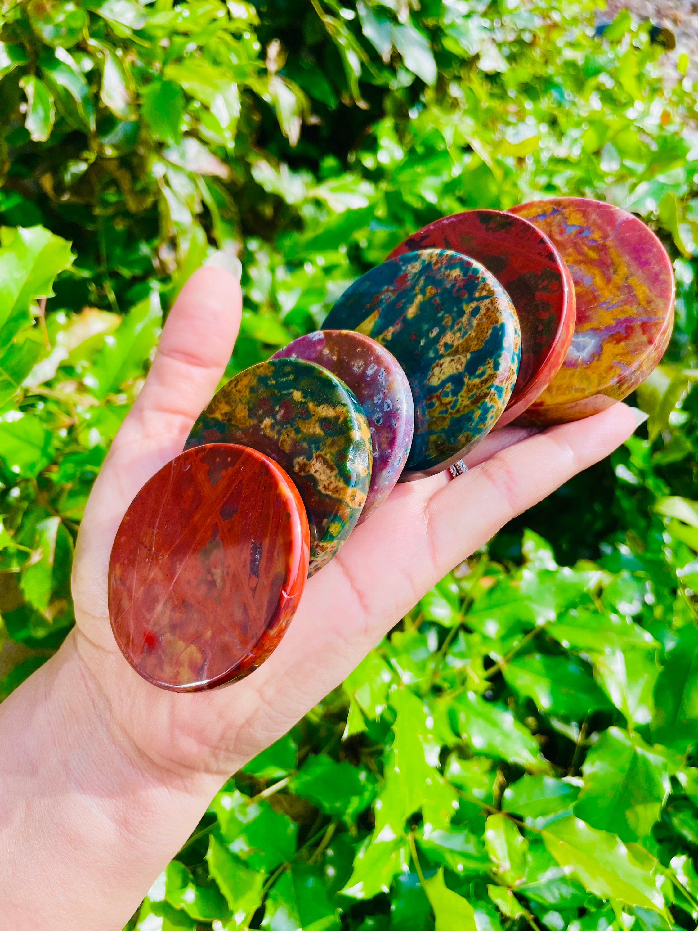 Ocean Jasper Disc (1) One Ocean Jasper Crystal, Flat Round Disc, Tumbled Ocean Jasper, Polished Oj High Quality