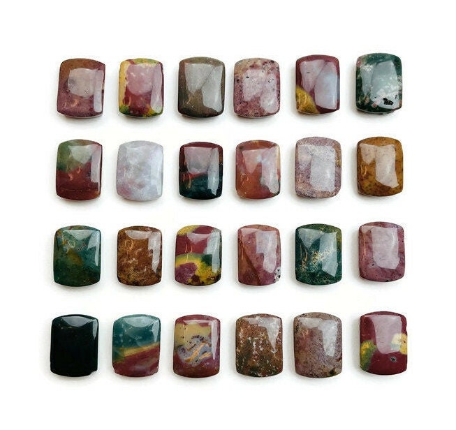 Drilled Ocean Jasper Bead: Tumbled Polished Gemstone (13x18x5mm) Drilled Ocean Jasper Bead: Tumbled Polished Gemstone (13x18x5mm)