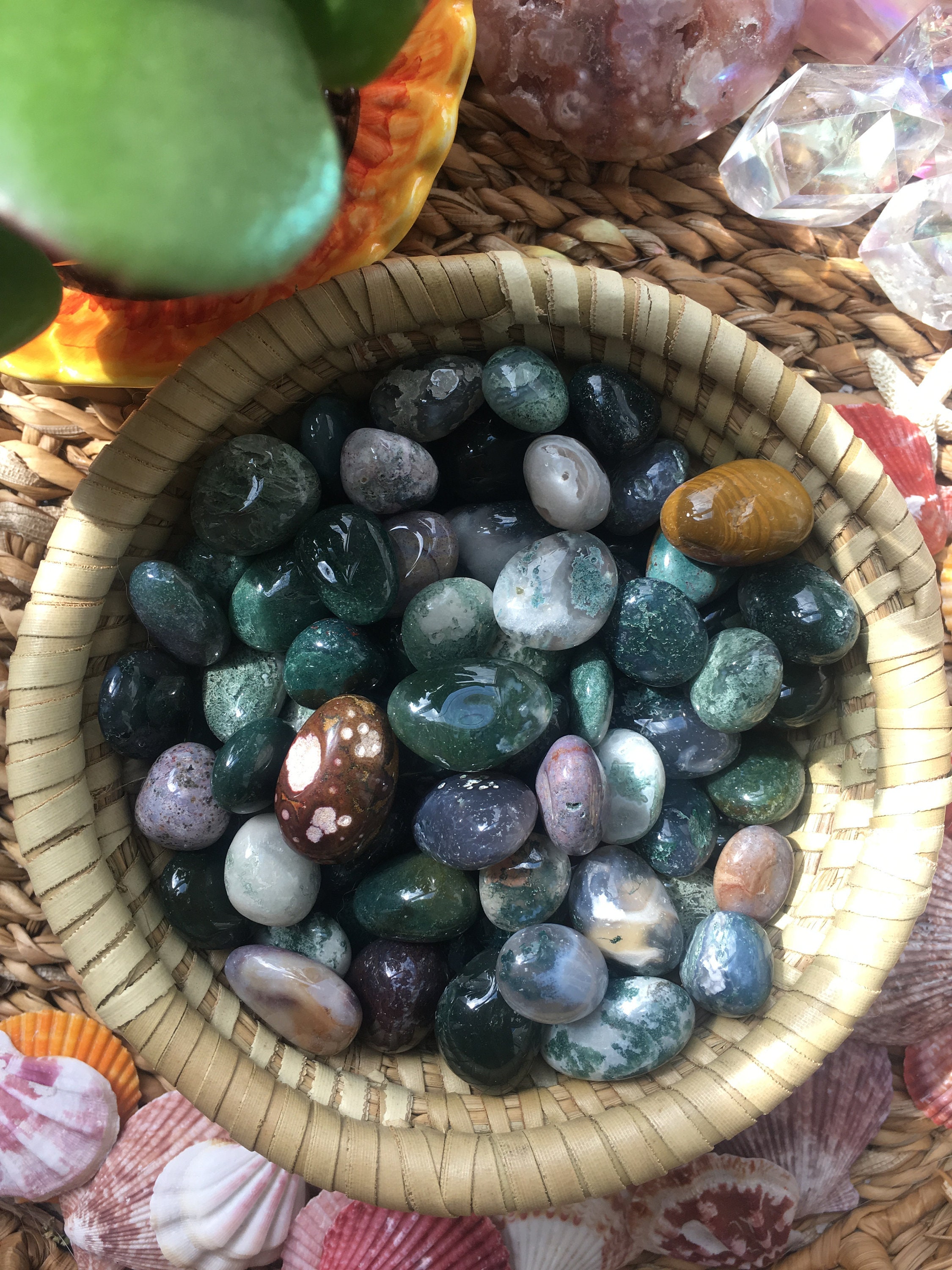 Five Ocean Jasper Tumbled Stones, Polished Crystals Five Ocean Jasper Tumbled Stones, Polished Crystals