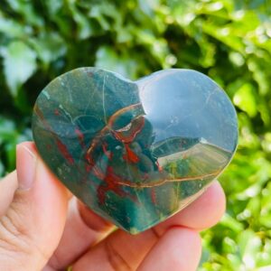 Ocean Jasper Heart Crystal: Tumbled Sea Jasper Gemstone (96.3g, 59x47mm)