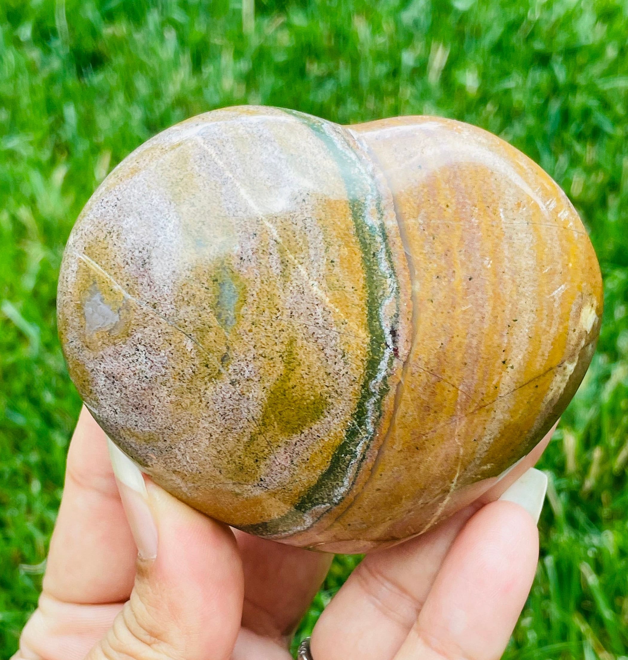 Ocean Jasper Heart Crystal: (251.4g) Tumbled Sea Jasper Gemstone (90x70mm) Ocean Jasper Heart Crystal: (251.4g) Tumbled Sea Jasper Gemstone (90x70mm)