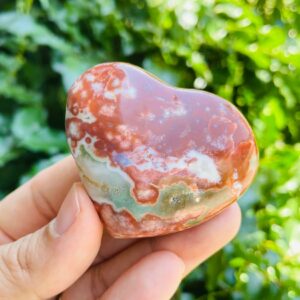Ocean Jasper Heart Stone: Tumbled Sea Jasper Crystal (76.2g)