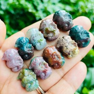Mini Ocean Jasper Seahorse (1) Ocean Jasper Crystal Carving, Crystal Sea Horse Fish Stone, Ocean Jasper Crystal, Tumbled Polished Gemstone