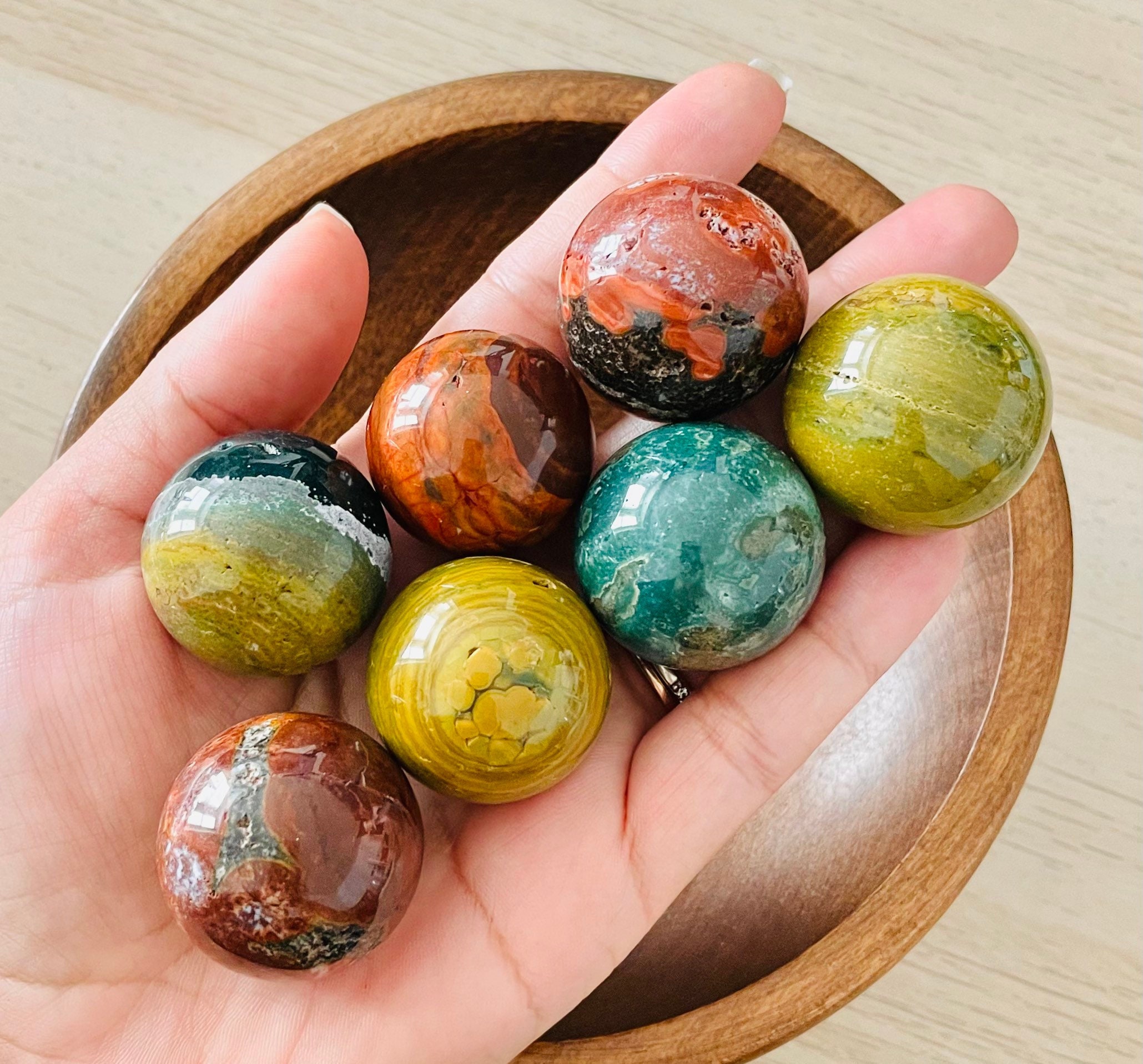 Mini Ocean Jasper Sphere: Tumbled Gemstone Crystal (28-32mm)