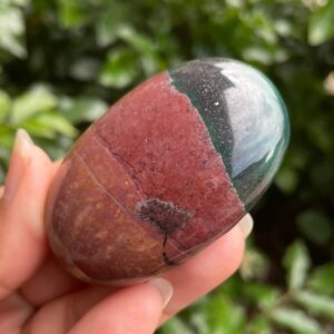 Ocean Jasper Palm Stone: Tumbled Green & Red Crystal (72 Grams) Ojp11