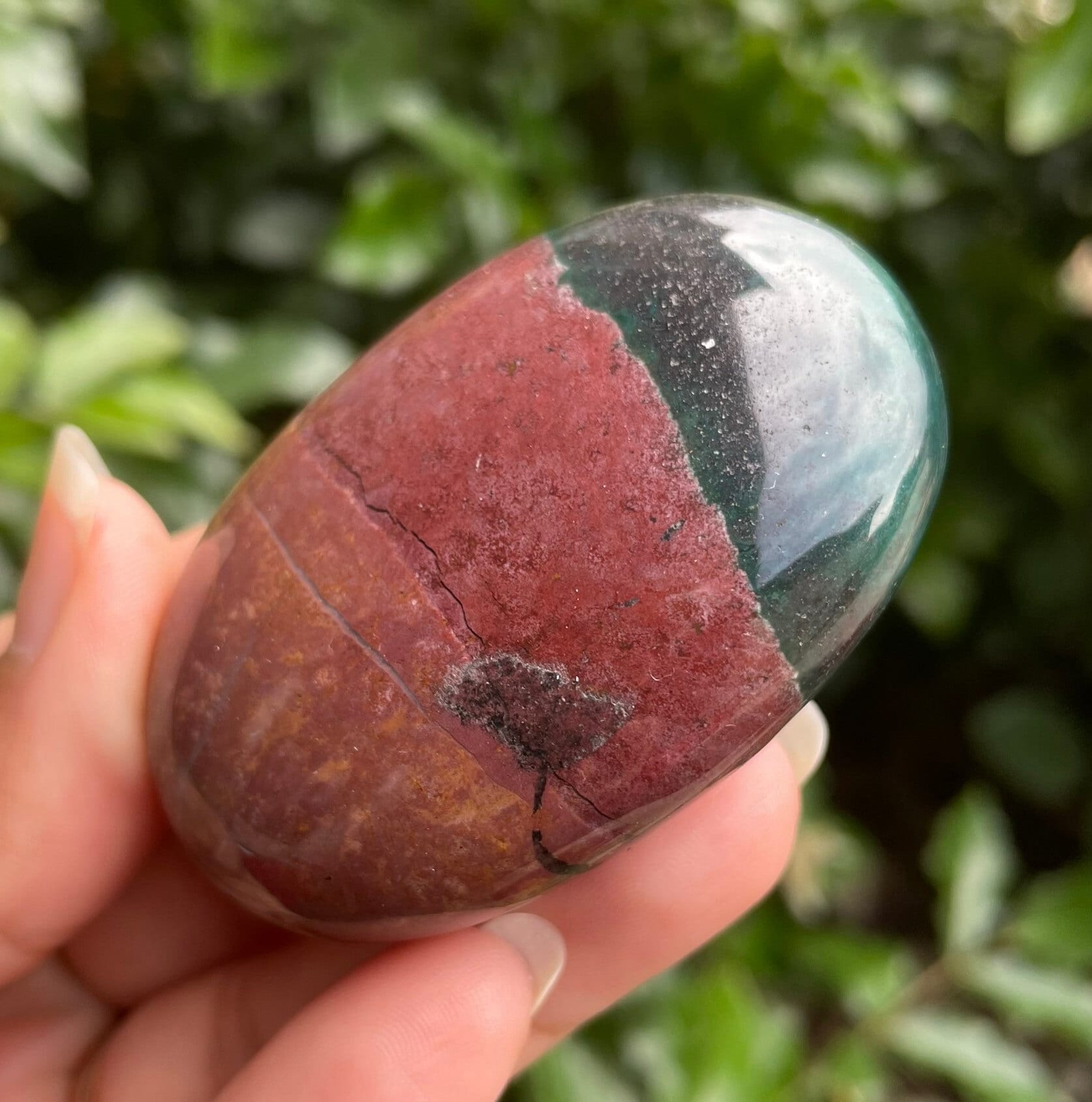 Ocean Jasper Palm Stone: Tumbled Green & Red Crystal (72 Grams) Ojp11 Ocean Jasper Palm Stone: Tumbled Green & Red Crystal (72 Grams) Ojp11