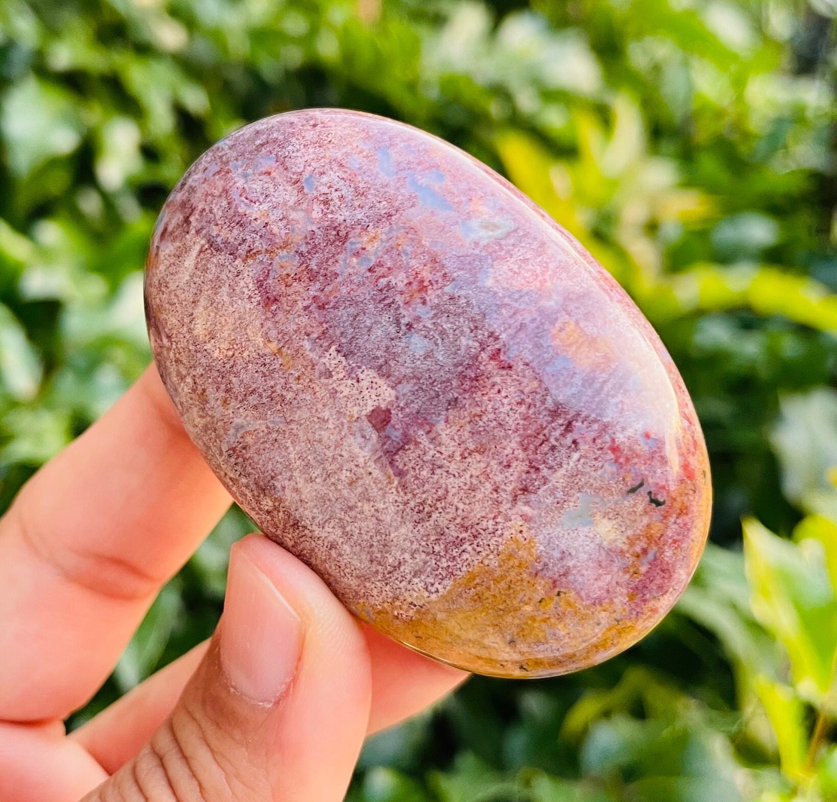 Ocean Jasper Palm Stone: Natural Tumbled Crystal (75.2g) Ocean Jasper Palm Stone: Natural Tumbled Crystal (75.2g)
