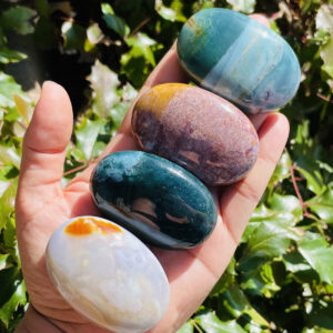 Ocean Jasper Palm Stone: Tumbled Natural Gemstone