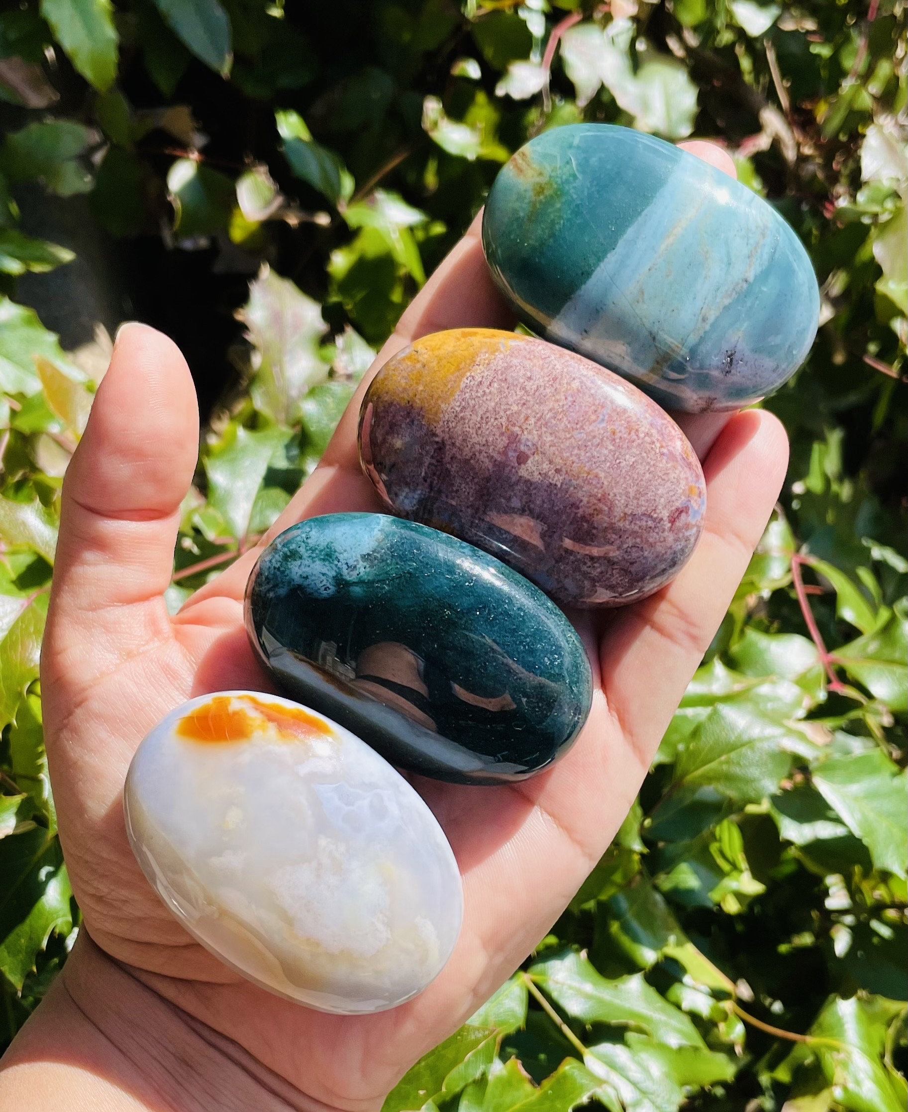 Ocean Jasper Palm Stone: Tumbled Natural Gemstone