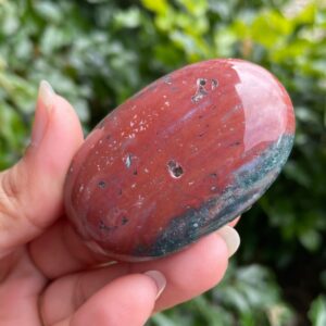 Ocean Jasper Palm Stone: Red & Green Tumbled Crystal (72 Grams) Ojp012