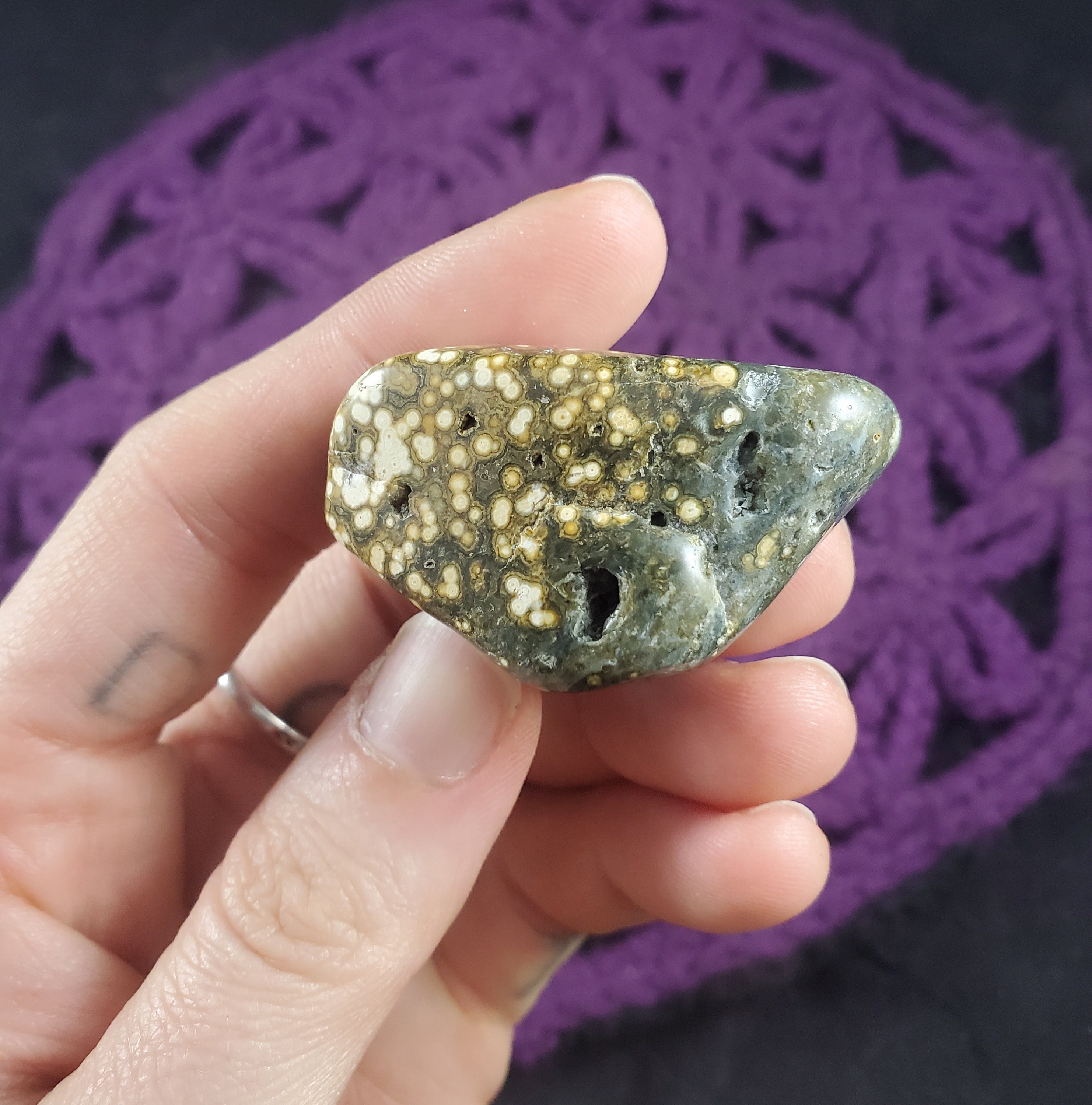 Ocean Jasper Tumbled Stone Gallet Crystal Pocket Green Yellow White Crystals Palm Stone Unique Orbicular A+ High Quality Madagascar Ocean Jasper Tumbled Stone Gallet Crystal Pocket Green Yellow White Crystals Palm Stone Unique Orbicular A+ High Quality Madagascar