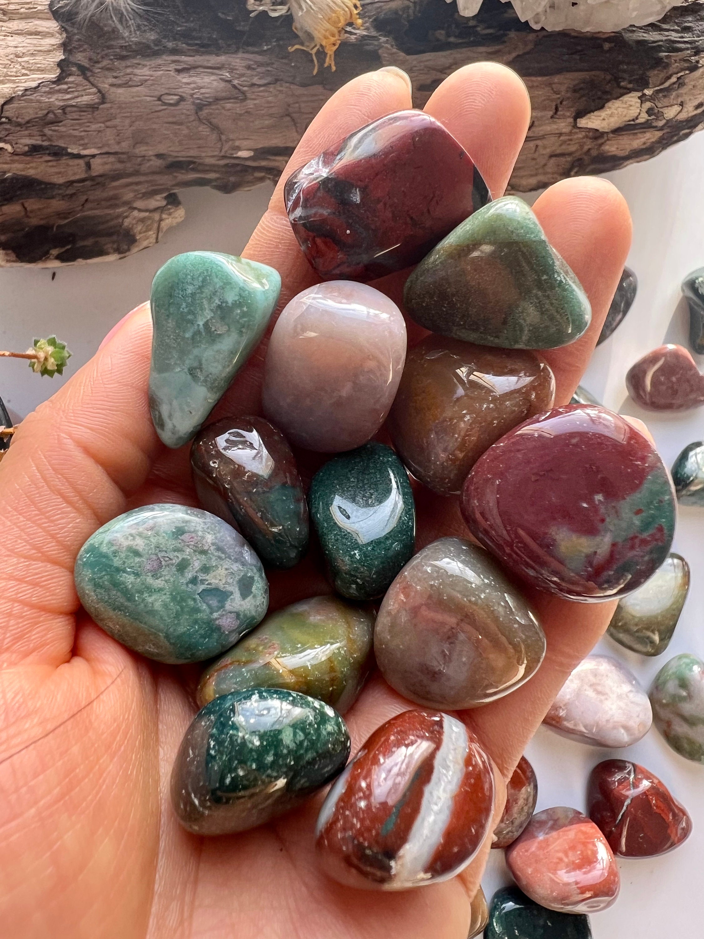 Polished Ocean Jasper Tumbled Stone, Crystal Healing Polished Ocean Jasper Tumbled Stone, Crystal Healing