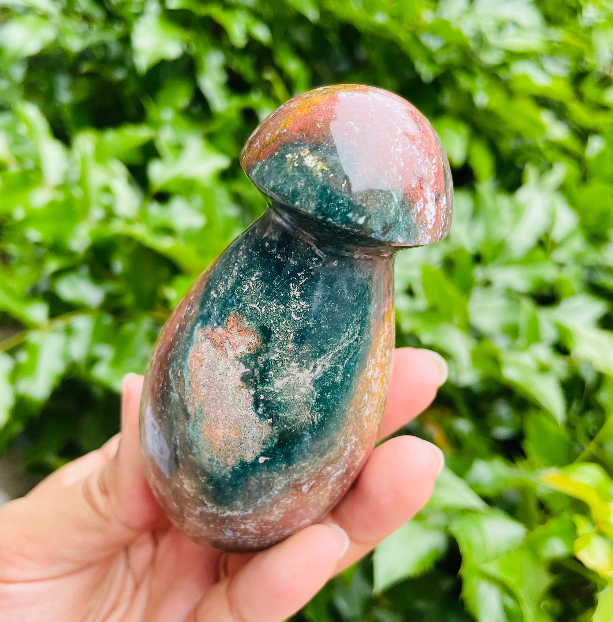Xl Ocean Jasper Mushroom: Tumbled Crystal Gemstone (281.4g) Xl Ocean Jasper Mushroom: Tumbled Crystal Gemstone (281.4g)