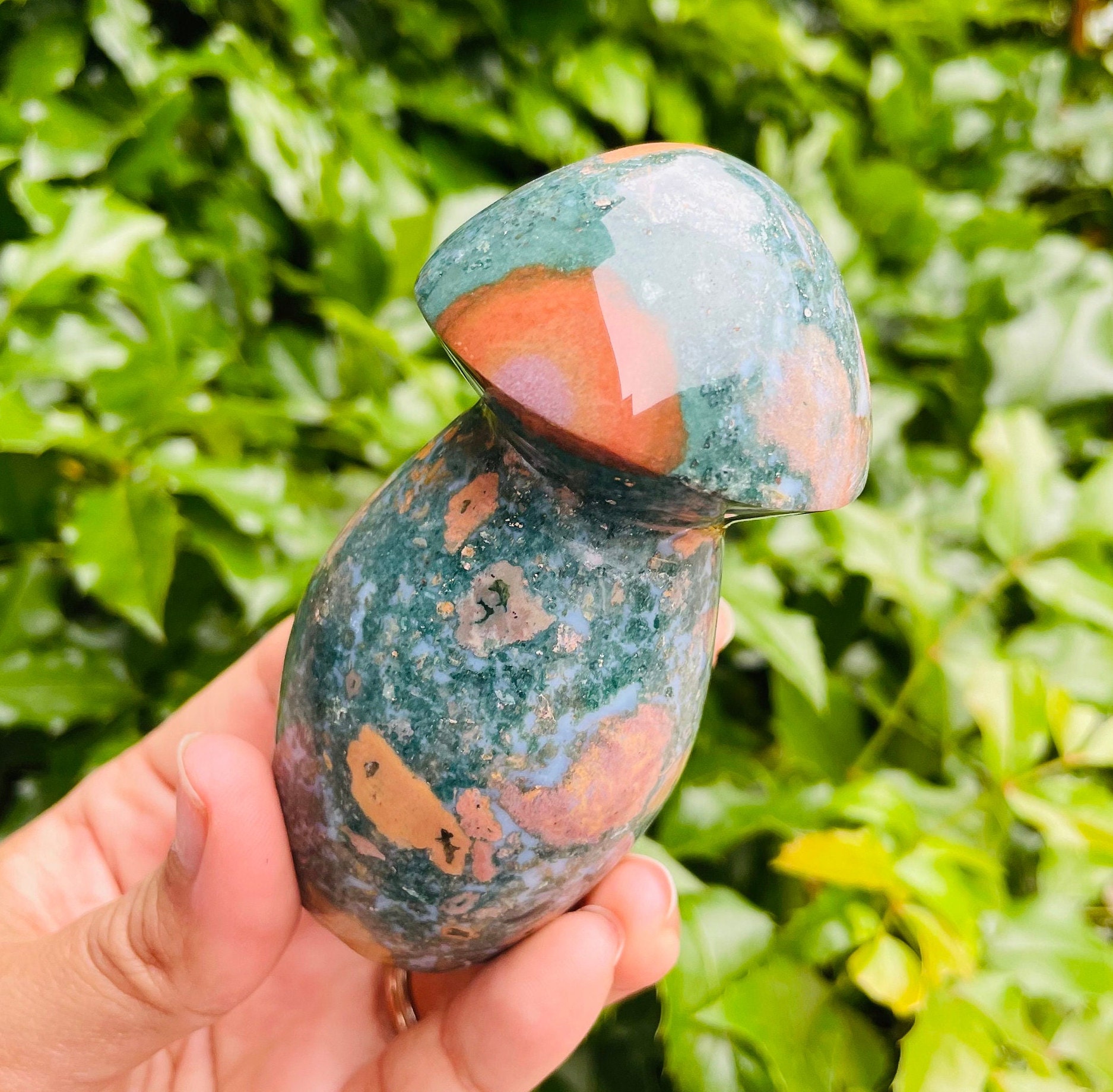 Xl Ocean Jasper Mushroom: Tumbled Crystal Gemstone 308.8g Xl Ocean Jasper Mushroom: Tumbled Crystal Gemstone 308.8g