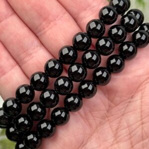 Black Onyx Bracelet | 8mm | - No. 659 (polished Black Crystal Jewelry, Root Chakra, Grounding)
