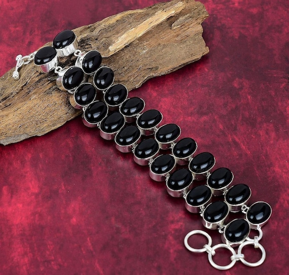Black Onyx Bracelet, 925 Sterling Silver Jewelry Bracelet, Adjustable Bracelet, Gemstone Bracelet, Handmade Jewelry, Engagement Gifts. Black Onyx Bracelet, 925 Sterling Silver Jewelry Bracelet, Adjustable Bracelet, Gemstone Bracelet, Handmade Jewelry, Engagement Gifts.
