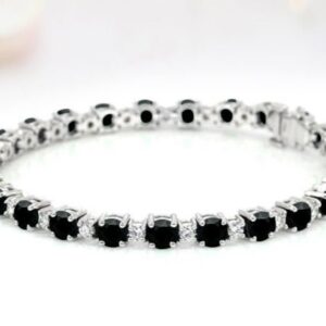 Black Onyx Bracelet For Women Silver Wedding Gift Natural Black Onyx Bracelet 14k White Gold Black Onyx Bracelet Tennis Bracelet For Women