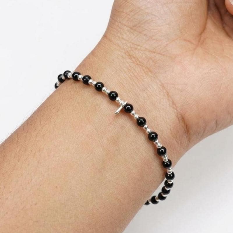 Black Onyx Gemstone Silver Bracelet , 925 Sterling Silver , Adjustable Silver Wrist Bracelet Black Onyx Gemstone Silver Bracelet , 925 Sterling Silver , Adjustable Silver Wrist Bracelet
