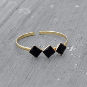 Black Onyx Hydro Bracelet - Gemstone Bangle - Cuff Bracelet - Handmade Bangle - Dainty Bracelet - Anniversary Bangle - Wedding Bracelet