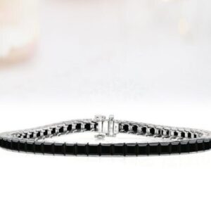 Princess Cut Black Onyx Tennis Bracelet For Women 925 Sterling Silver Black Onyx Bracelet Engagement Bracelet For Women Wedding Bracelet