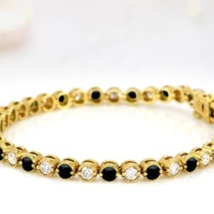 Yellow Gold Black Onyx Bracelet For Women Tennis Bracelet Anniversary Bracelet Natural Black Onyx Bracelet For Women Engagement Bracelet