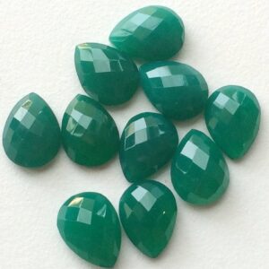 12x16mm Green Onyx Pear Cabochon, Green Onyx Flat Back, Onyx Rosecut Gemstones, Onyx Flat Cabochons, Green Onyx (5pcs To 50 Pcs Options)